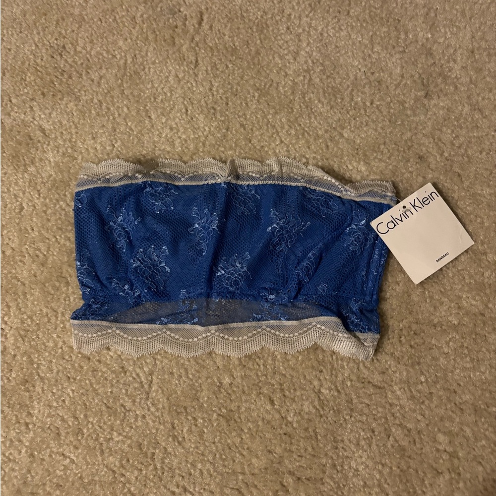 Calvin Klein Blue and White Lace Bandeau